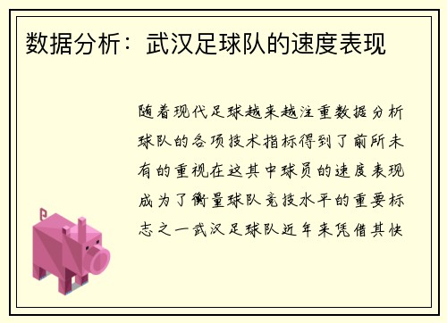 数据分析：武汉足球队的速度表现